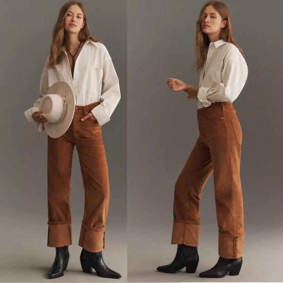 Anthropologie Denim - anthropologie The Scotty Cuffed High-Rise Straight-Leg Jeans by Pilcro 32